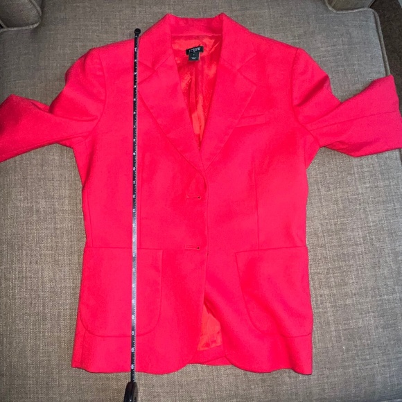 J.Crew Size 2 Red Suiting Two Button Jacket/Blazer with Leather Button - Picture 14 of 16